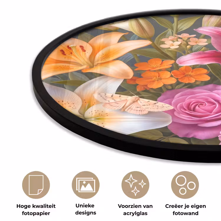 Bloemen - Boeket - Natuur - Kleurrijk - Modern Fotolijst rond zonder passe partout klein -closeup_NL