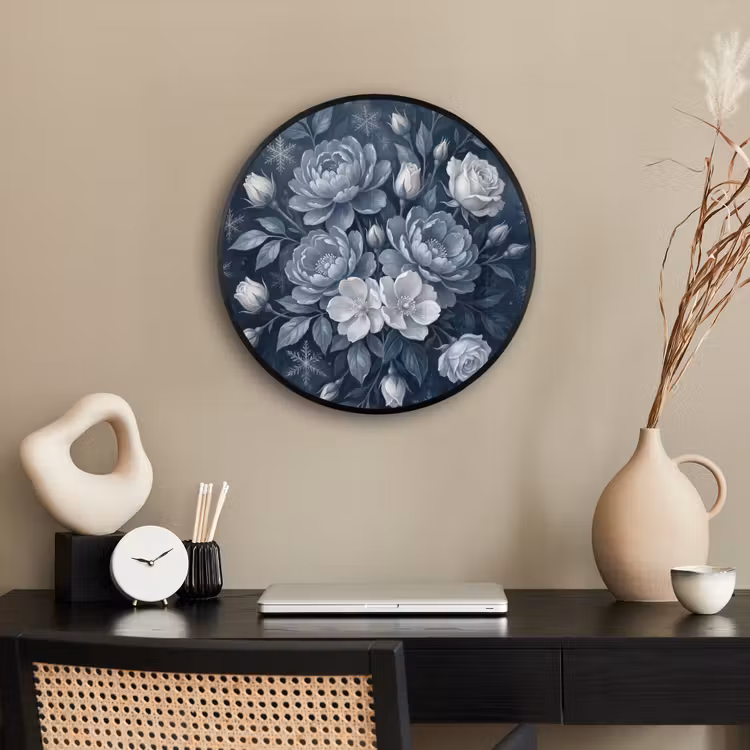 Bloemen - Boeket - Winter - Abstract - Blauw Fotolijst rond zonder passe partout klein -sfeer1