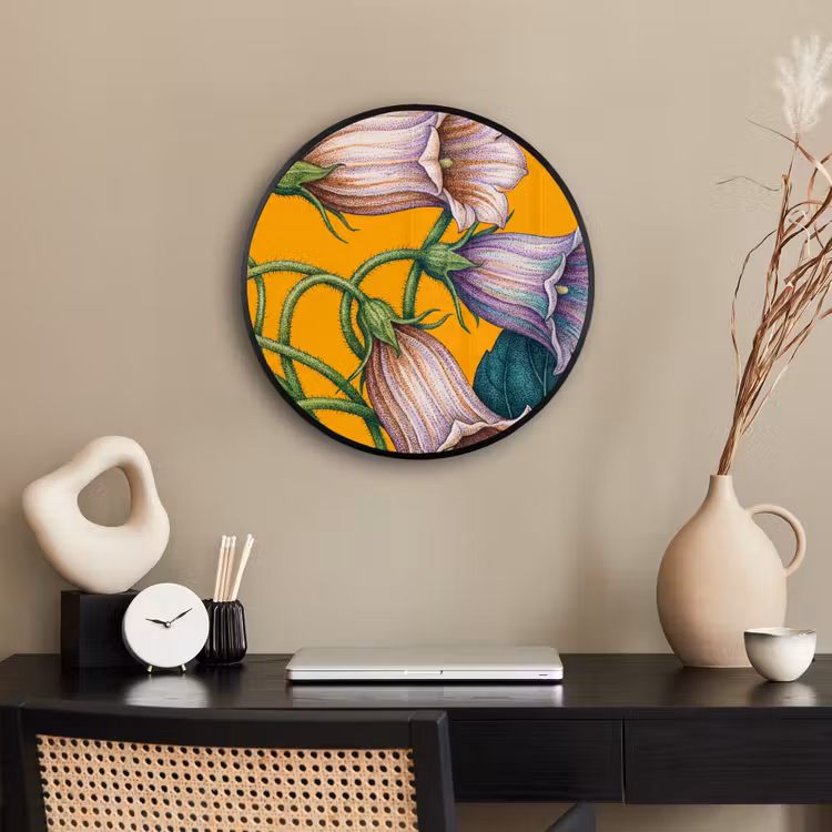 Ronde fotolijst - Bloemen - Botanisch - Geel - Bloemen - Botanisch - Geel Fotolijst rond zonder passe partout klein