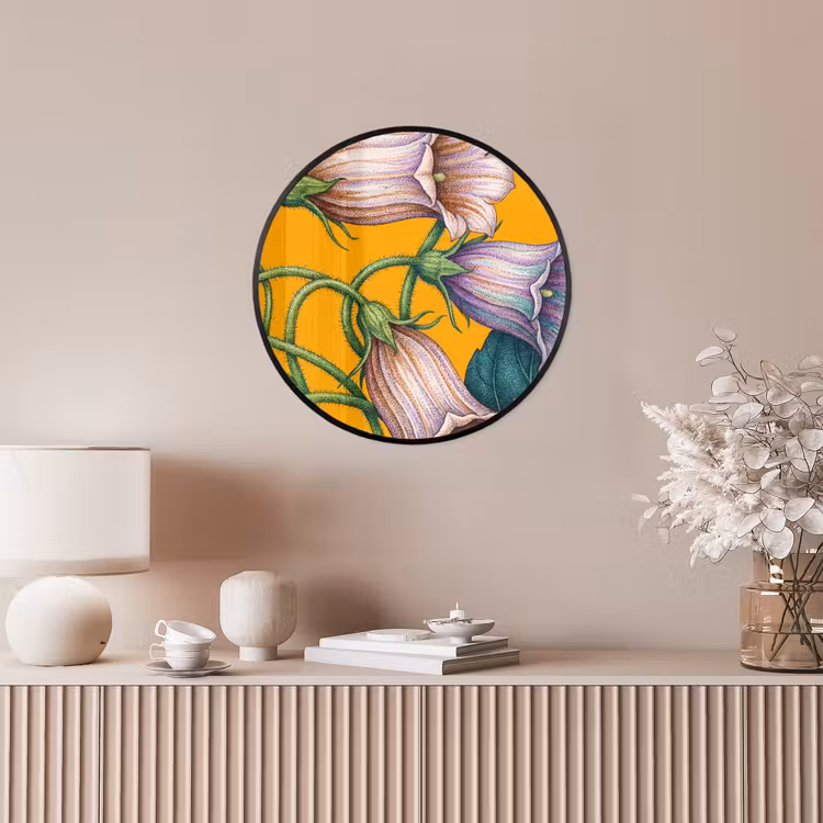 Ronde fotolijst - Bloemen - Botanisch - Geel - Bloemen - Botanisch - Geel Fotolijst rond zonder passe partout klein