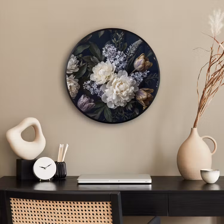 Bloemen - Donker - Elegant - Natuur - Wit Fotolijst rond zonder passe partout klein -sfeer1