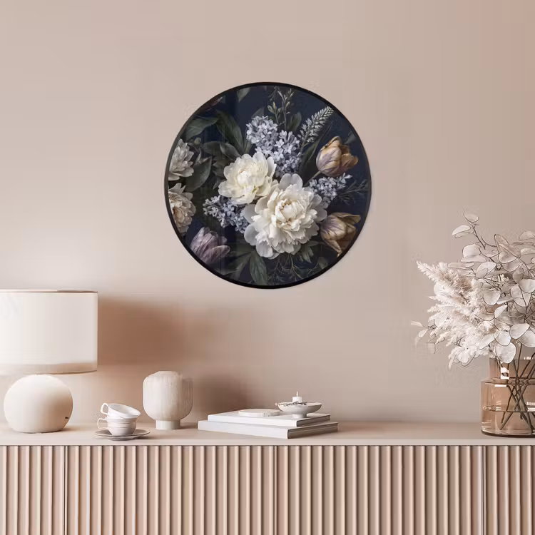 Bloemen - Donker - Elegant - Natuur - Wit Fotolijst rond zonder passe partout klein -sfeer3