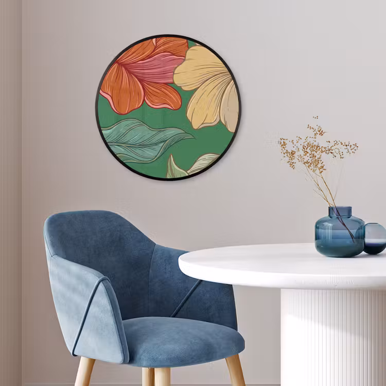 Ronde fotolijst - Bloemen - Groen - Illustratie - Bloemen - Groen - Illustratie Fotolijst rond zonder passe partout klein