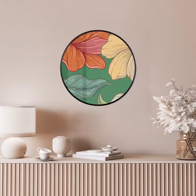 Ronde fotolijst - Bloemen - Groen - Illustratie - Bloemen - Groen - Illustratie Fotolijst rond zonder passe partout klein