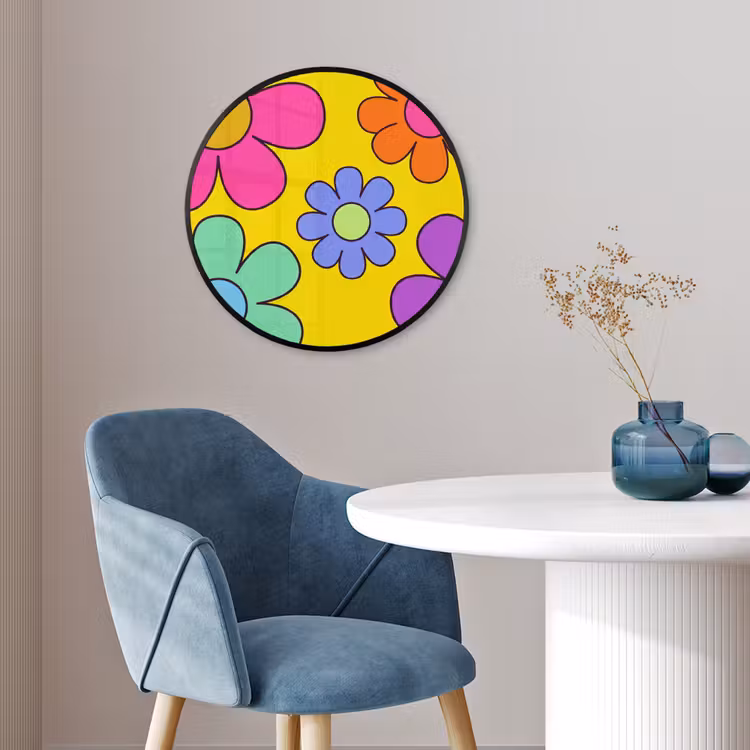Bloemen - Illustratie - Kleurrijk Fotolijst rond zonder passe partout klein -sfeer2