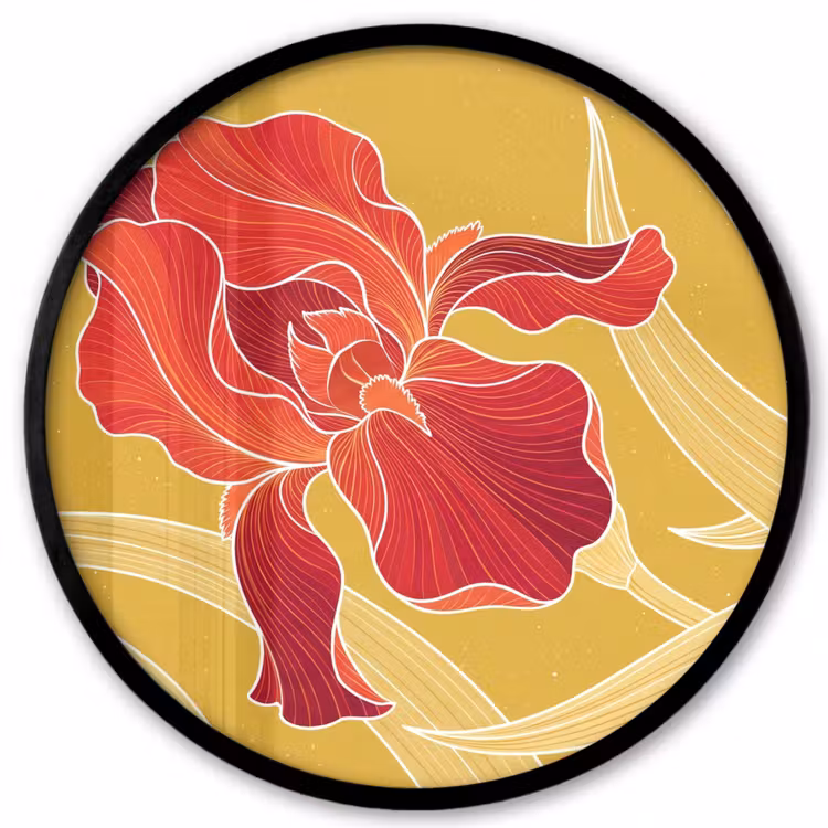 Ronde fotolijst - Bloemen - Illustratie - Rood - Bloemen - Illustratie - Rood Fotolijst rond zonder passe partout klein