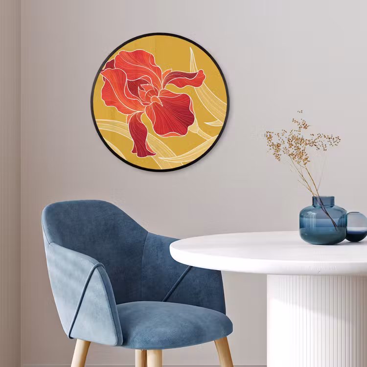 Ronde fotolijst - Bloemen - Illustratie - Rood - Bloemen - Illustratie - Rood Fotolijst rond zonder passe partout klein