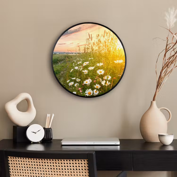 Bloemen - Madelief - Natuur - Zon - Horizon Fotolijst rond zonder passe partout klein -sfeer1