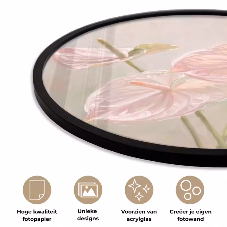 Bloemen - Pastel - Abstract - Natuur - Groen Fotolijst rond zonder passe partout klein -closeup_NL