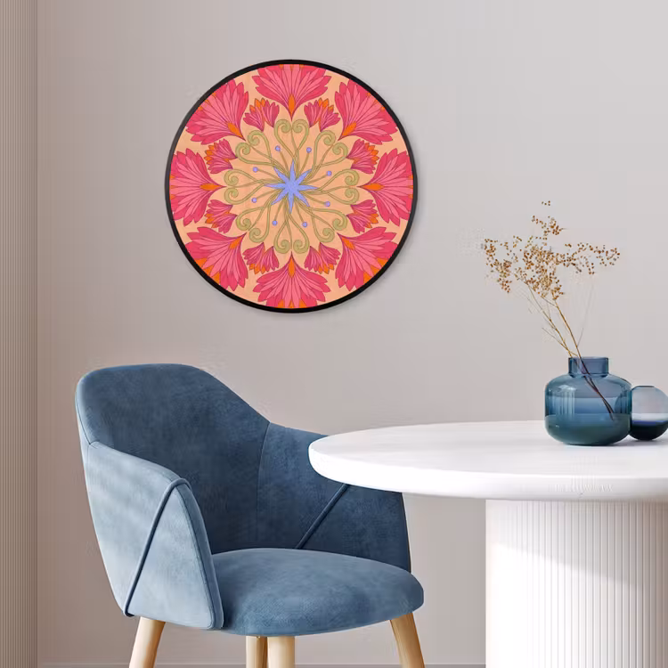 Bloemen - Patroon - Abstract - Roze - Decoratief Fotolijst rond zonder passe partout klein -sfeer2