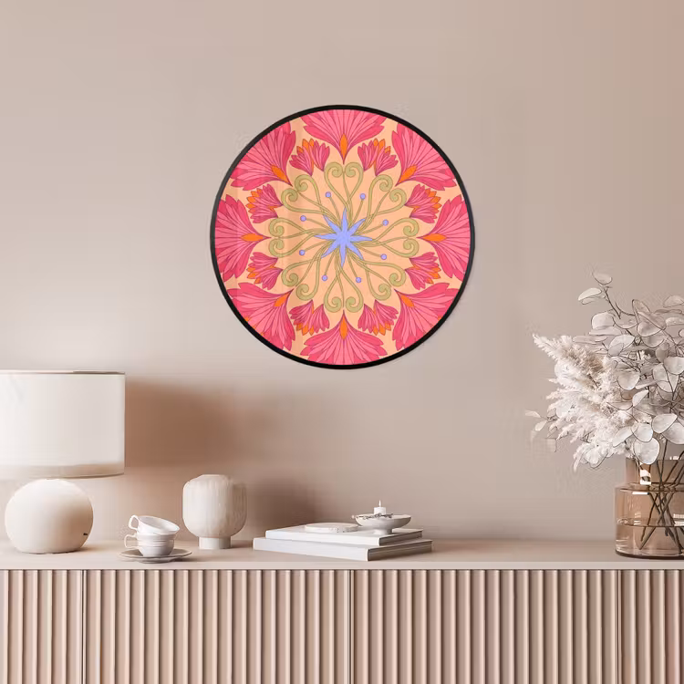 Bloemen - Patroon - Abstract - Roze - Decoratief Fotolijst rond zonder passe partout klein -sfeer3