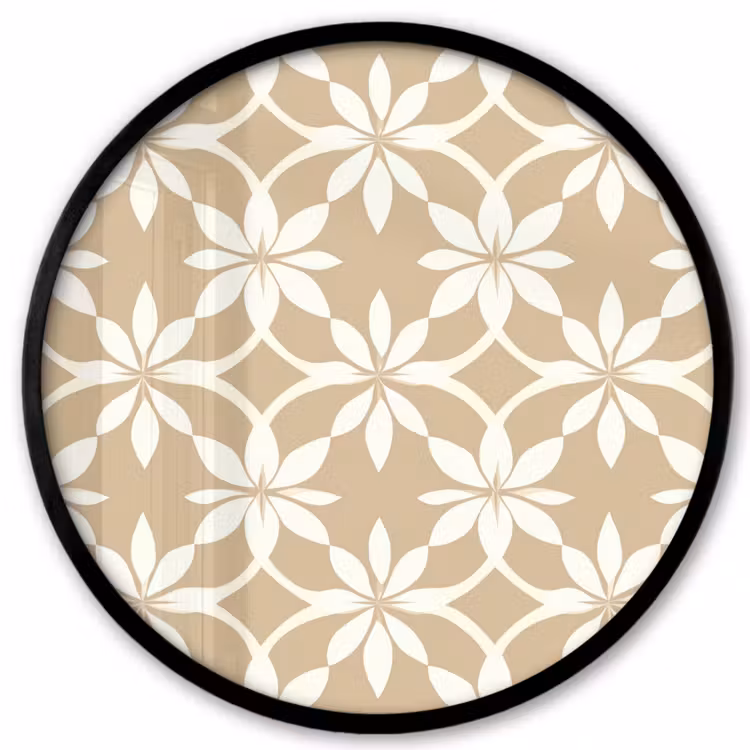 Bloemen - Patroon - Beige Fotolijst rond zonder passe partout klein 856 -3d