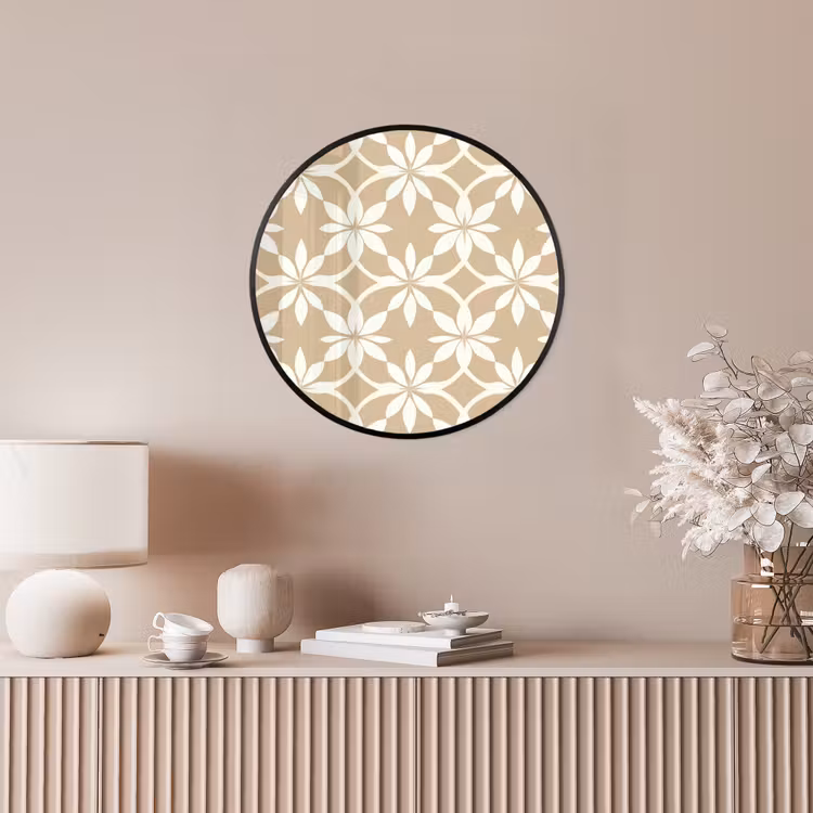 Bloemen - Patroon - Beige Fotolijst rond zonder passe partout klein 856 -sfeer3