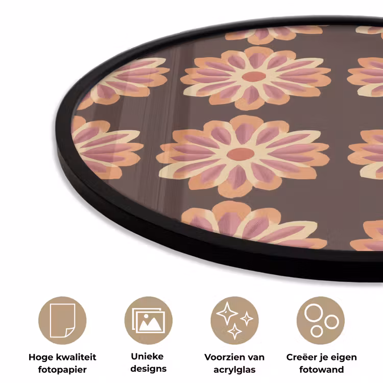 Bloemen - Patroon - Bruin Fotolijst rond zonder passe partout klein 856 -closeup_NL