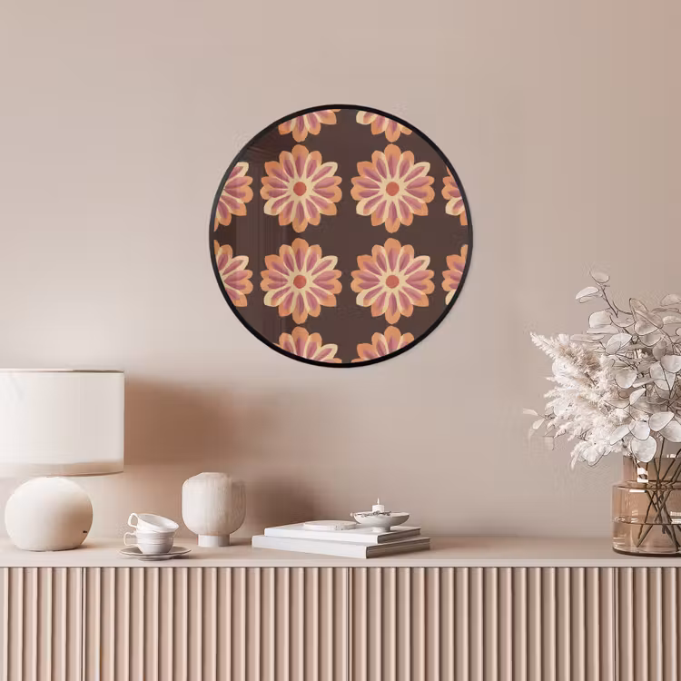 Bloemen - Patroon - Bruin Fotolijst rond zonder passe partout klein 856 -sfeer3