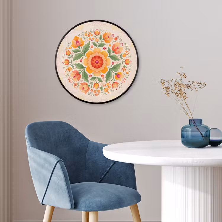Bloemen - Patroon - Decoratief - Oranje Fotolijst rond zonder passe partout klein -sfeer2