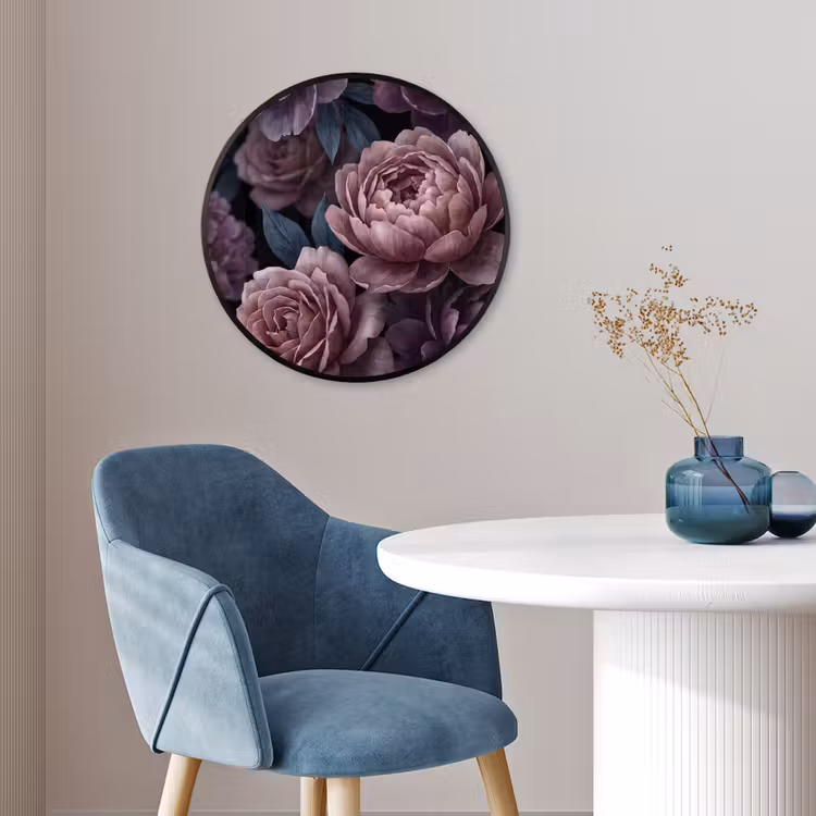 Bloemen - Patroon - Donker - Botanisch - Paars Fotolijst rond zonder passe partout klein -sfeer2