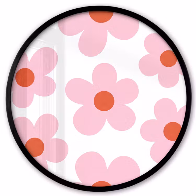 Bloemen - Patroon - Modern - Roze - Wit Fotolijst rond zonder passe partout klein -3d