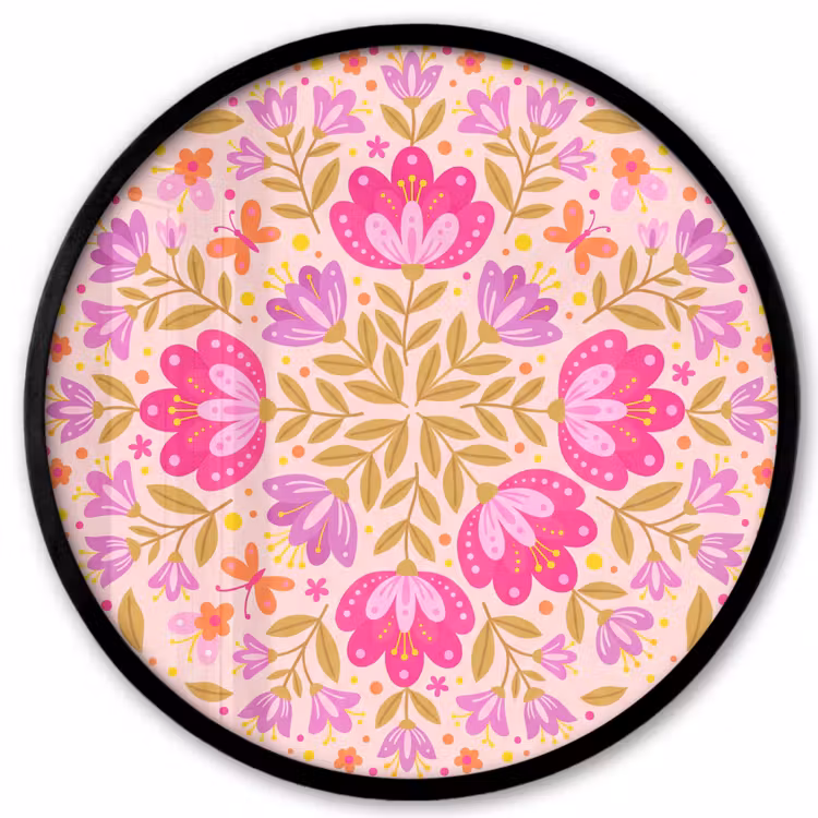 Bloemen - Patroon - Natuur - Abstract - Roze Fotolijst rond zonder passe partout klein -3d