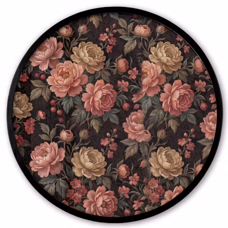 Bloemen - Patroon - Natuur - Vintage - Roze Fotolijst rond zonder passe partout klein -3d