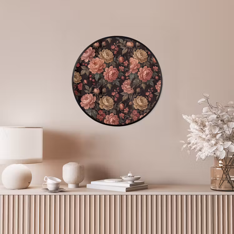 Bloemen - Patroon - Natuur - Vintage - Roze Fotolijst rond zonder passe partout klein -sfeer3