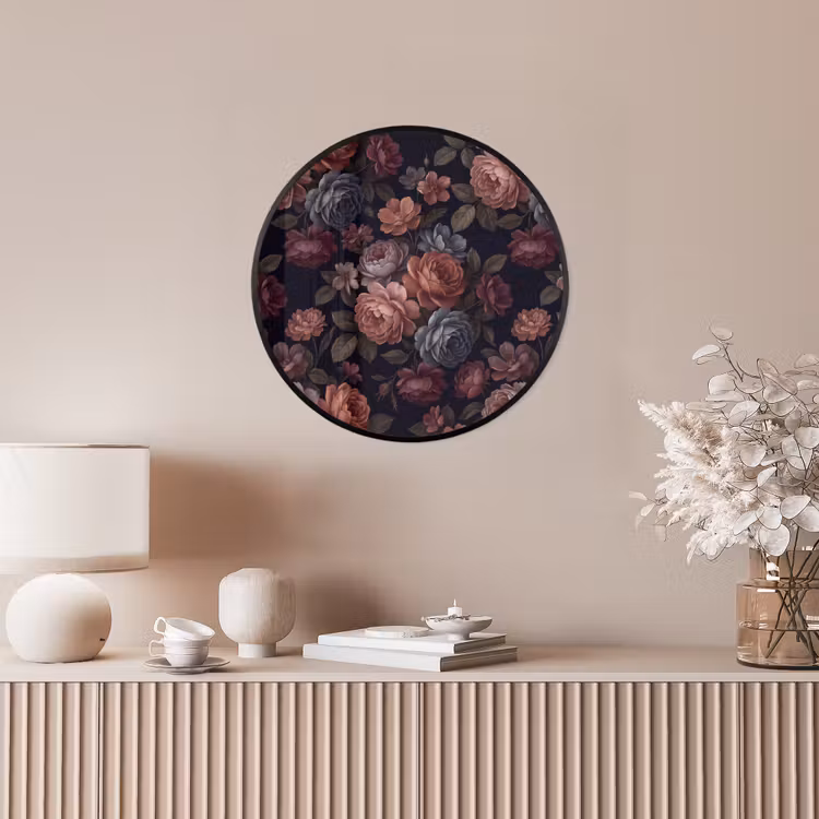 Bloemen - Patroon - Vintage - Donker - Roze Fotolijst rond zonder passe partout klein -sfeer3