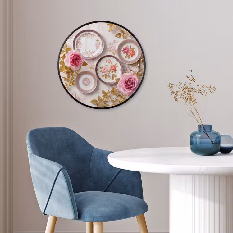 Bloemen - Patroon - Vintage - Roze - Decoratie Fotolijst rond zonder passe partout klein -sfeer2