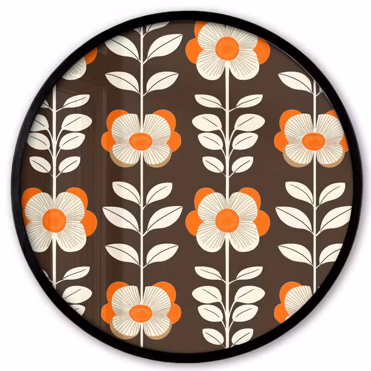 Bloemen - Retro - Bruin Fotolijst rond zonder passe partout klein 856 -3d