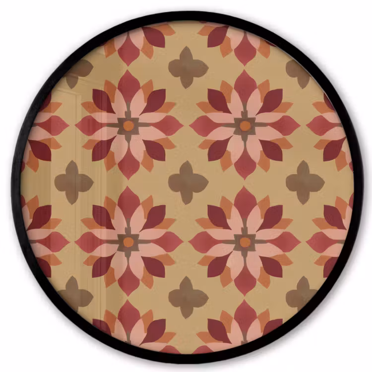 Bloemen - Retro - Groen Fotolijst rond zonder passe partout klein 856 -3d