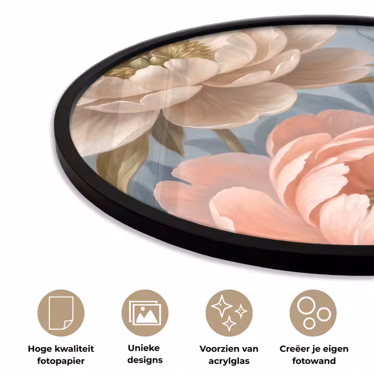 Bloemen - Roze - Beige - Modern - Natuur Fotolijst rond zonder passe partout klein -closeup_NL