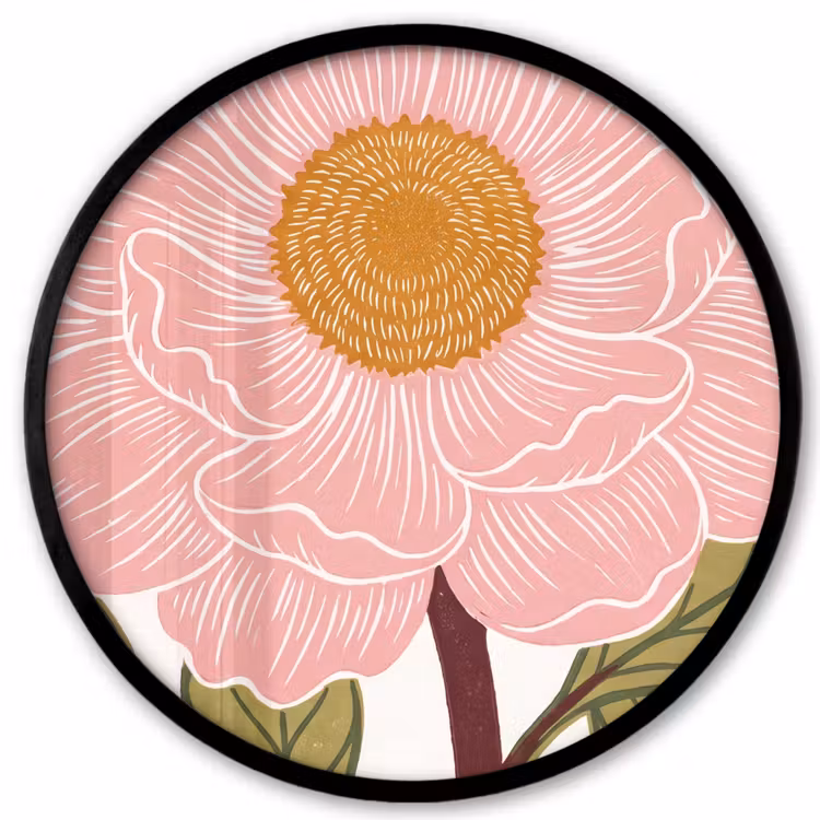Ronde fotolijst - Bloemen - Roze - Illustratie - Bloemen - Roze - Illustratie Fotolijst rond zonder passe partout klein