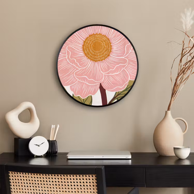 Ronde fotolijst - Bloemen - Roze - Illustratie - Bloemen - Roze - Illustratie Fotolijst rond zonder passe partout klein