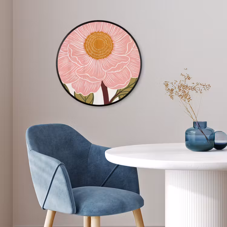 Ronde fotolijst - Bloemen - Roze - Illustratie - Bloemen - Roze - Illustratie Fotolijst rond zonder passe partout klein
