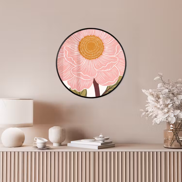 Ronde fotolijst - Bloemen - Roze - Illustratie - Bloemen - Roze - Illustratie Fotolijst rond zonder passe partout klein