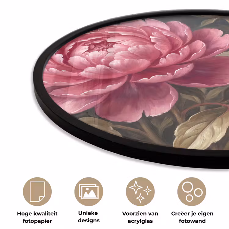 Bloemen - Roze - Klassiek - Natuur Fotolijst rond zonder passe partout klein -closeup_NL