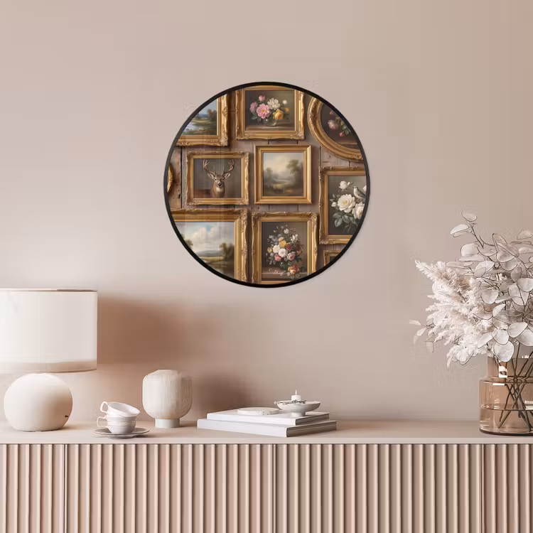 Bloemen - Rozen - Klassiek - Vaas - Kleurrijk Fotolijst rond zonder passe partout klein -sfeer3