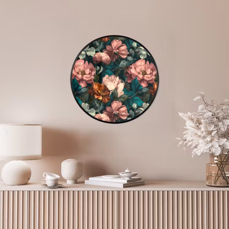 Bloemen - Schilderachtig - Patroon - Roze Fotolijst rond zonder passe partout klein 856 -sfeer3