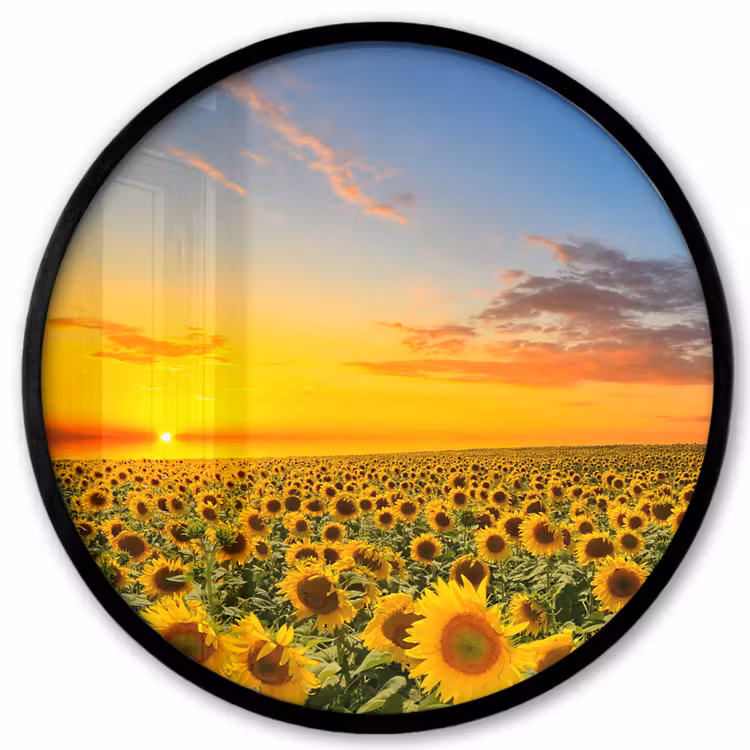 Bloemen - Zonnebloem - Zonsondergang - Nacht - Oranje Fotolijst rond zonder passe partout klein -3d