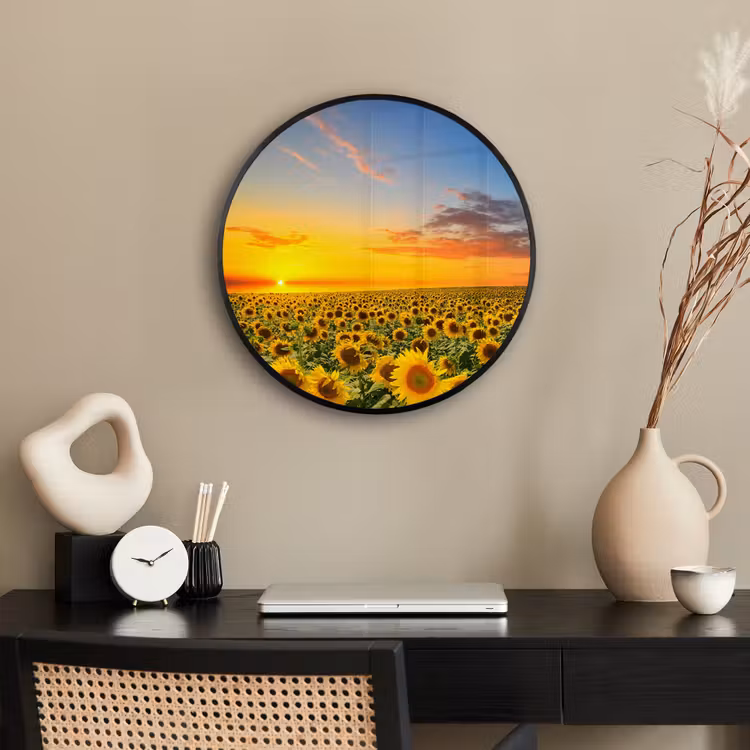 Bloemen - Zonnebloem - Zonsondergang - Nacht - Oranje Fotolijst rond zonder passe partout klein -sfeer1