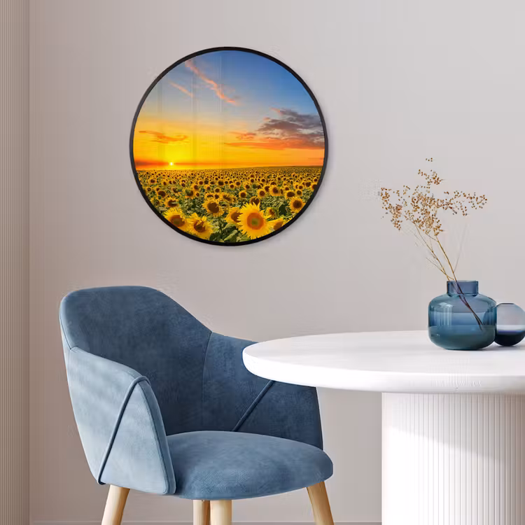 Bloemen - Zonnebloem - Zonsondergang - Nacht - Oranje Fotolijst rond zonder passe partout klein -sfeer2