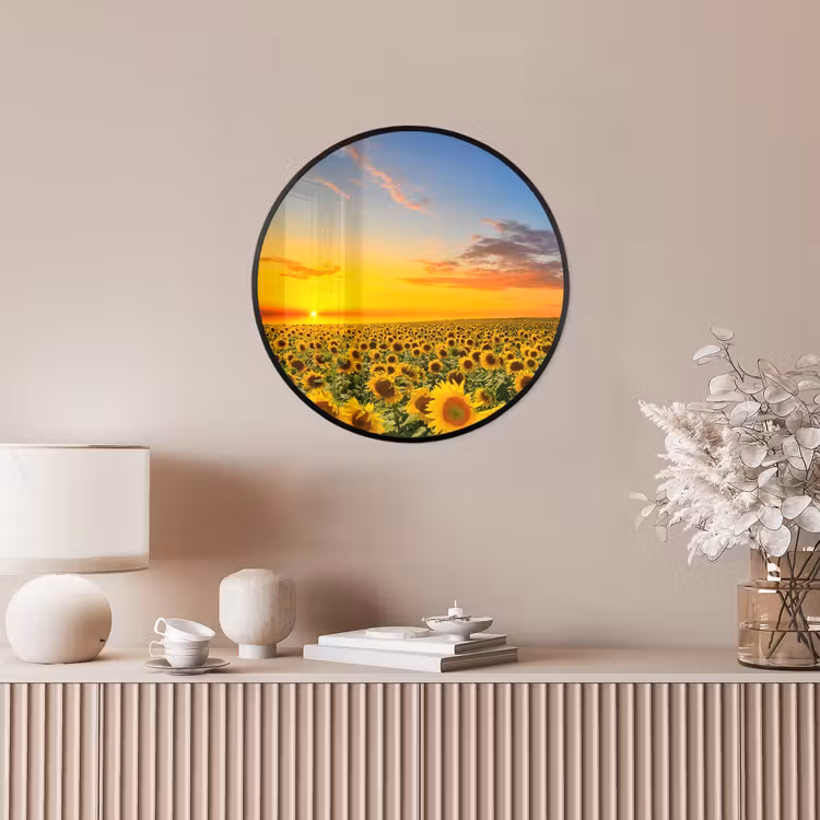 Bloemen - Zonnebloem - Zonsondergang - Nacht - Oranje Fotolijst rond zonder passe partout klein -sfeer3