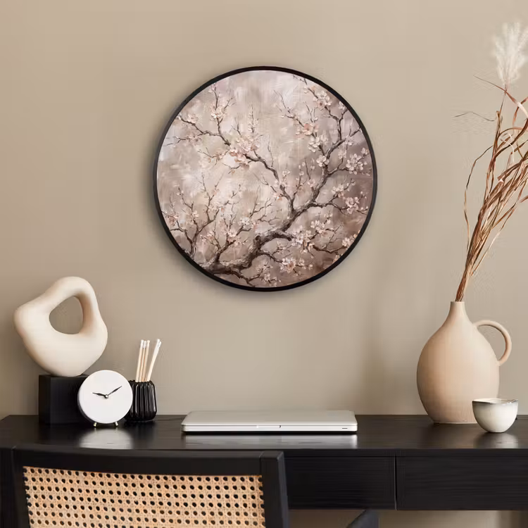 Bloesem - Takken - Schilderij - Beige - Serene Fotolijst rond zonder passe partout klein -sfeer1
