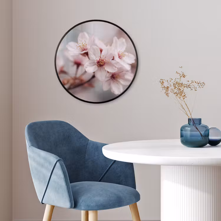 Bloesems - Meeldraden - Geel - Wazig Fotolijst rond zonder passe partout klein -sfeer2