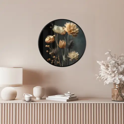 Boeket - Bloemen - Licht - Zwart Fotolijst rond zonder passe partout klein -sfeer3