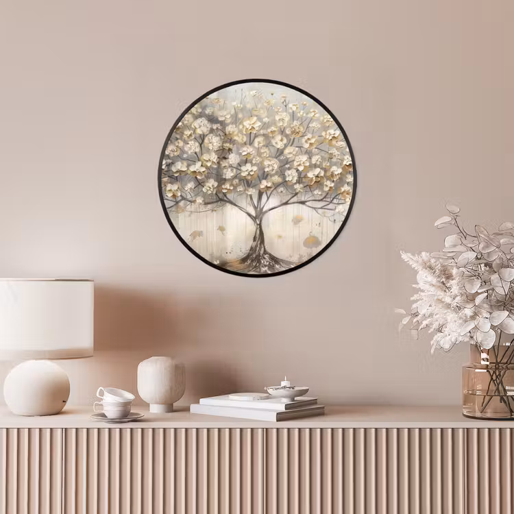 Boom - Beige - Goud - Verflook - Grijs Fotolijst rond zonder passe partout klein -sfeer3