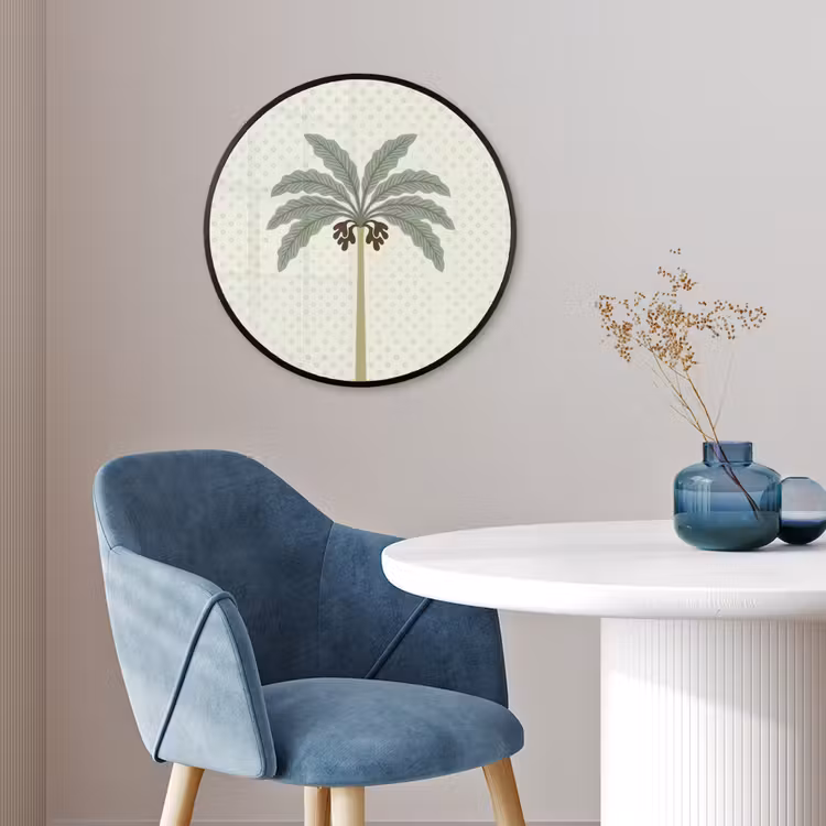Boom - Bladeren - Groen - Decoratief - Beige Fotolijst rond zonder passe partout klein -sfeer2