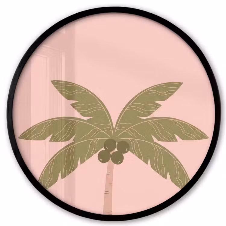 Boom - Palm - Natuur - Illustratie - Roze Fotolijst rond zonder passe partout klein -3d