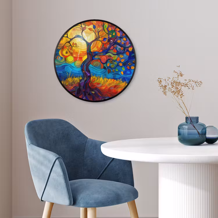 Boom - Zon - Verflook - Kleuren - Abstract Fotolijst rond zonder passe partout klein -sfeer2