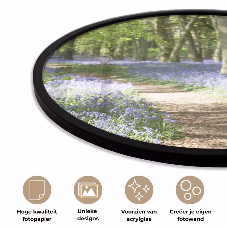 Bos - Pad - Bloemen - Paars - Groen - Natuur Fotolijst rond zonder passe partout klein -closeup_NL