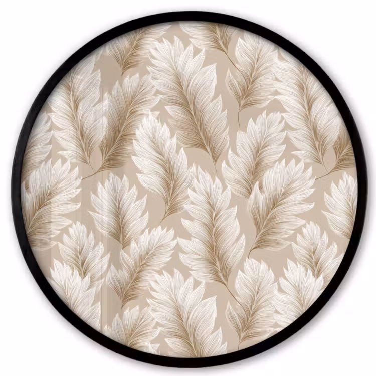 Botanisch - Patroon - Beige Fotolijst rond zonder passe partout klein 856 -3d